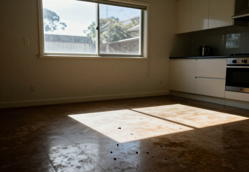 Rodent droppings and damage in an Erskine Park garage before treatment